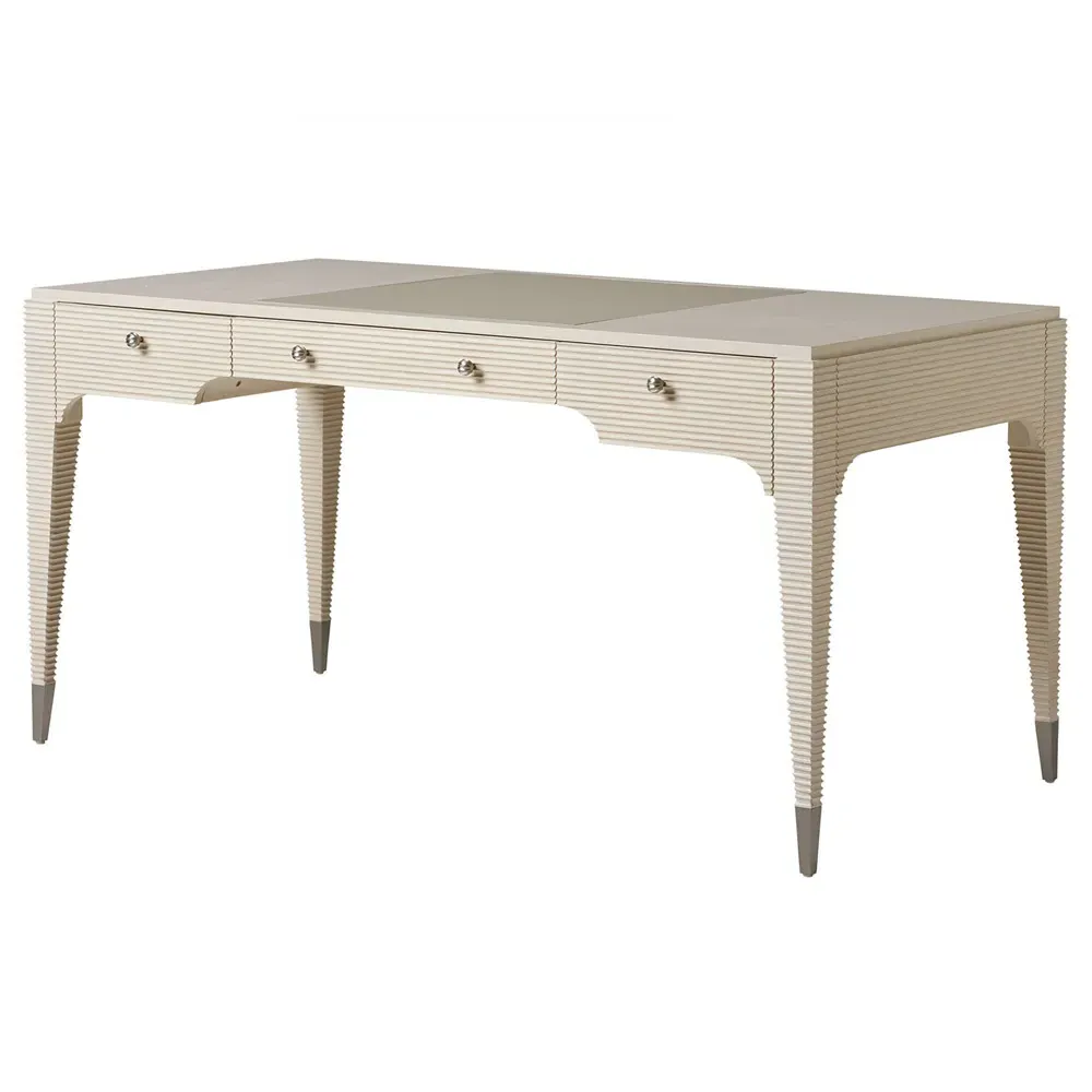 Roslyn Rectangular Writing Desk - White, Oak Wood