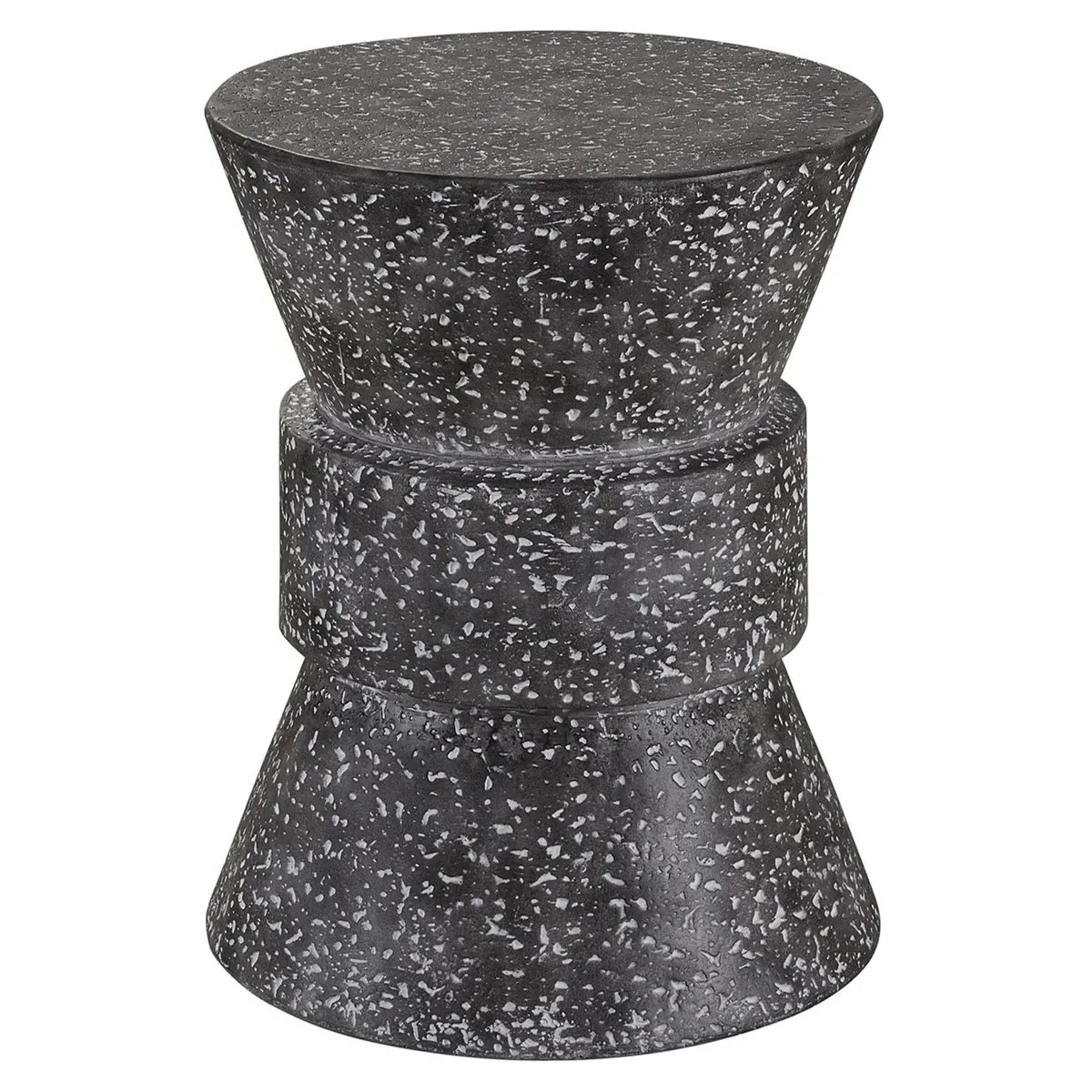 Rossan Round Drum Side Table - Grey, Cast Concrete