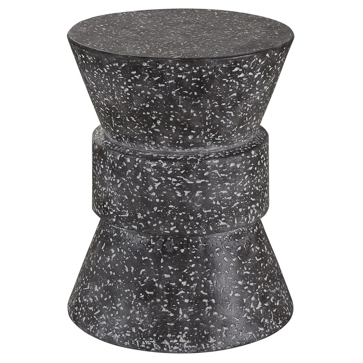 Rossan Round Drum Side Table - Grey, Cast Concrete