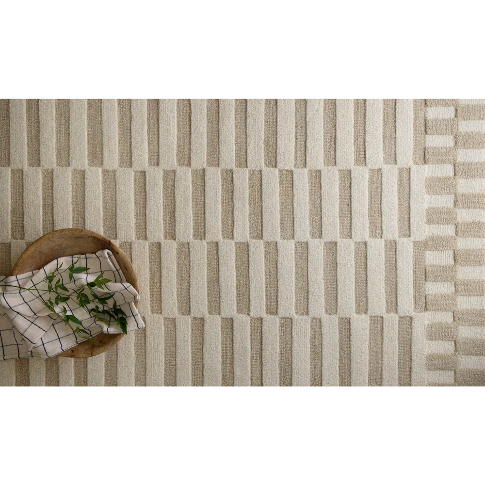 Roswen Checkered Rug - Beige, Wool