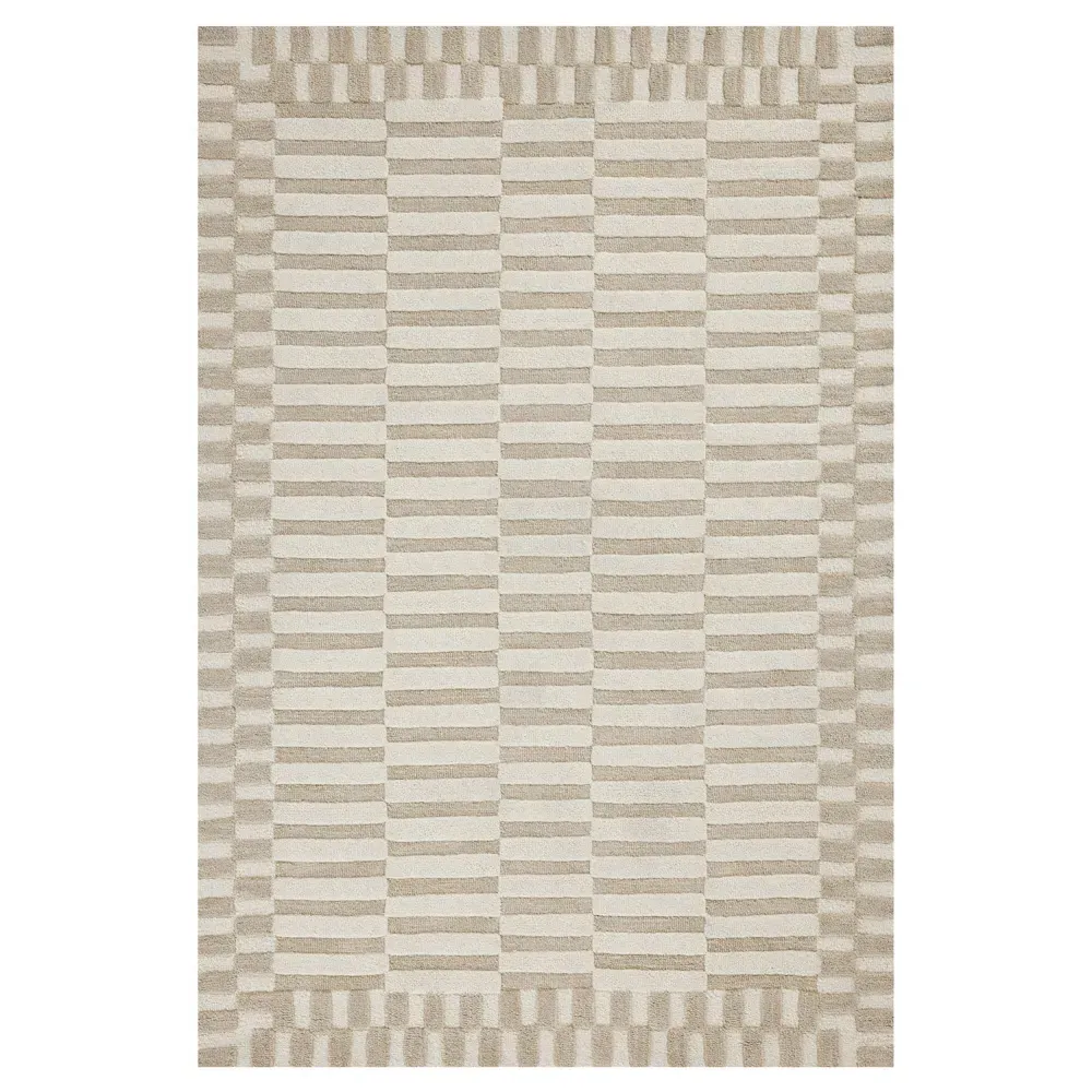 Roswen Checkered Rug - Beige, Wool