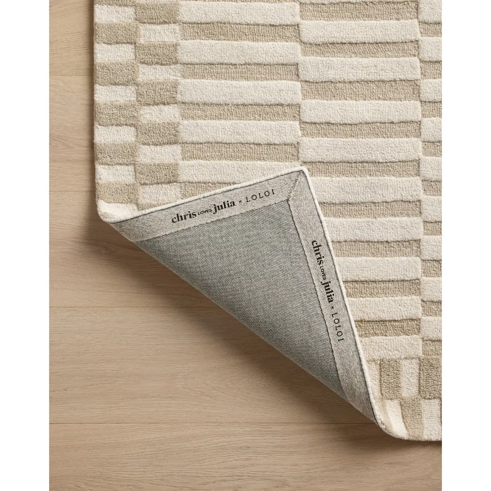 Roswen Checkered Rug Sample - Beige, Wool
