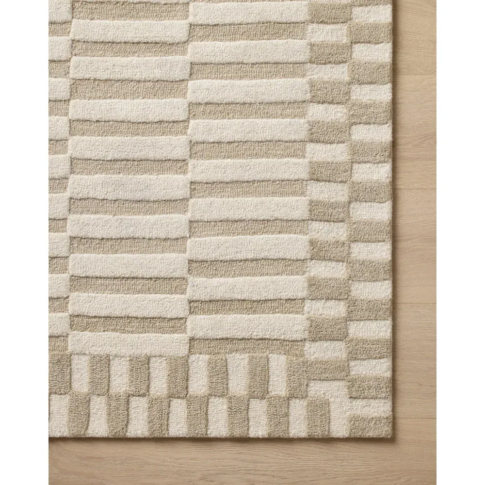Roswen Checkered Runner Rug - Beige, Wool