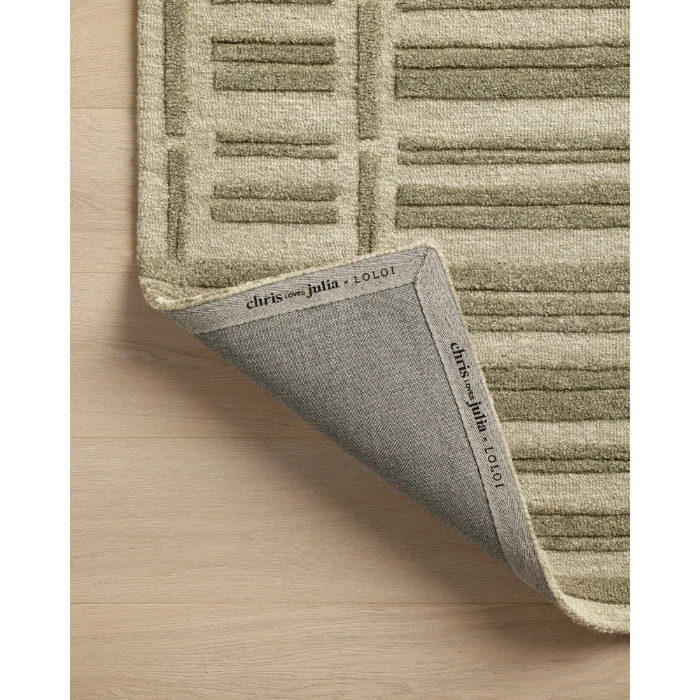 Roswen Linear Patterned Rug - Sage, Wool