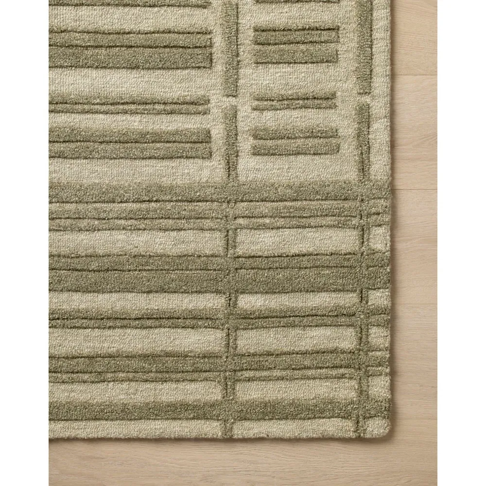 Roswen Linear Patterned Rug Sample - Sage, Wool