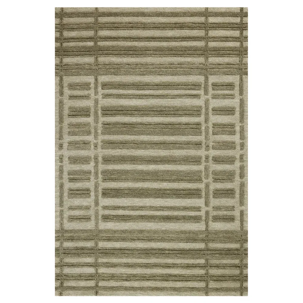 Roswen Linear Patterned Rug Sample - Sage, Wool image
