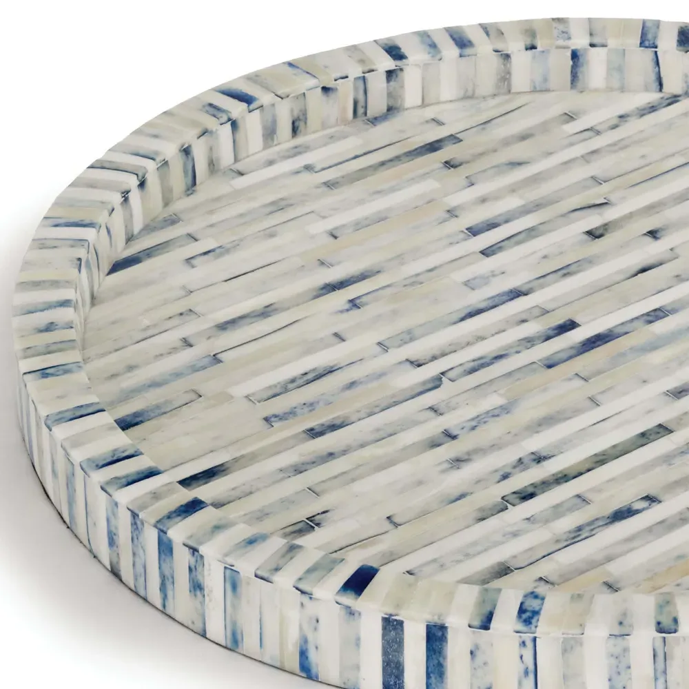 Round Tray - Blue, Bone