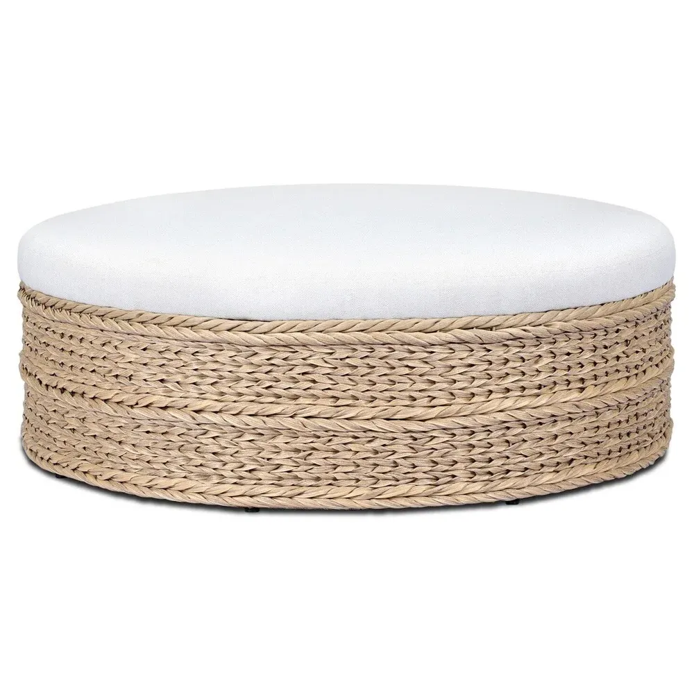 Rowan Alessi Linen Large Outdoor Ottoman - Brown, Polyethylene
