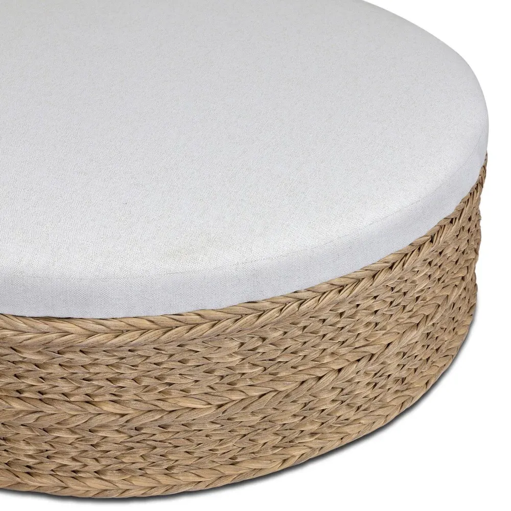 Rowan Alessi Linen Large Outdoor Ottoman - Brown, Polyethylene