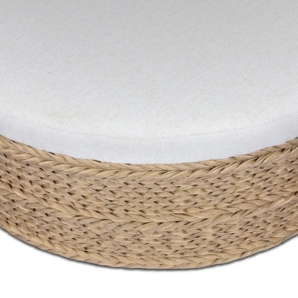 Rowan Alessi Linen Large Outdoor Ottoman - Brown, Polyethylene