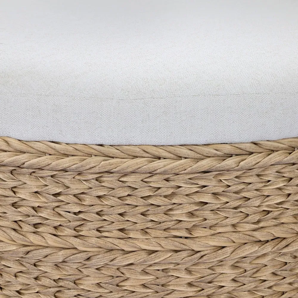 Rowan Alessi Linen Large Outdoor Ottoman - Brown, Polyethylene