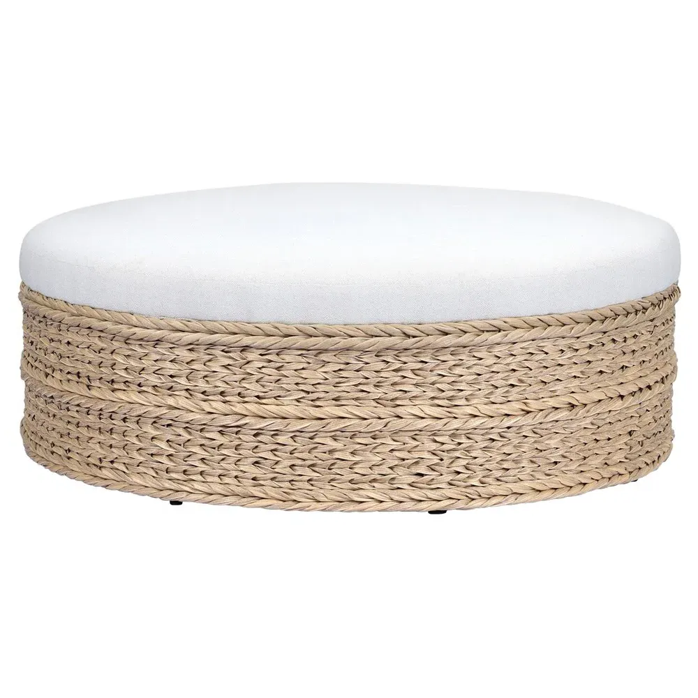 Rowan Alessi Linen Large Outdoor Ottoman - Brown, Polyethylene