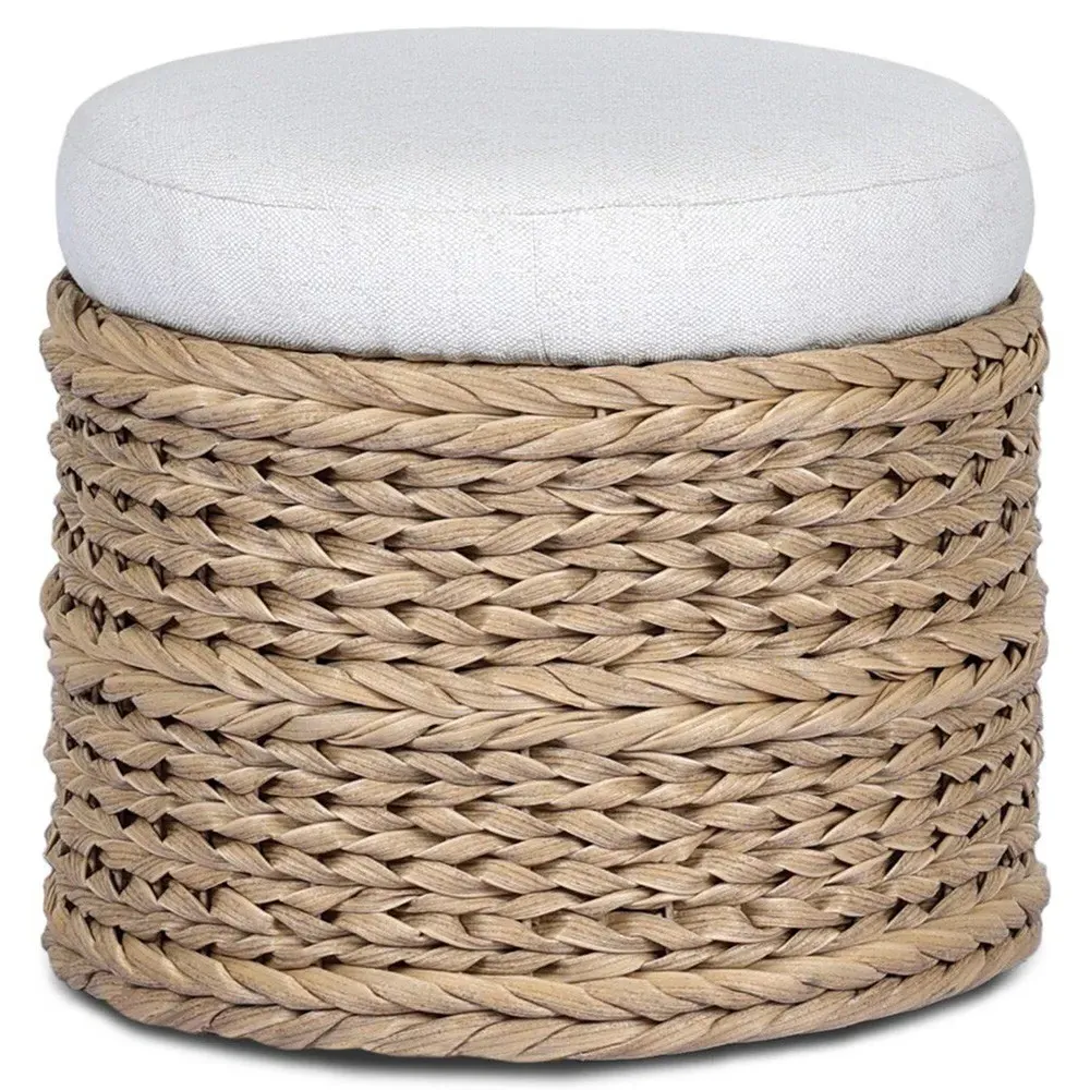 Rowan Alessi Linen Outdoor Ottoman - Brown, Polyethylene