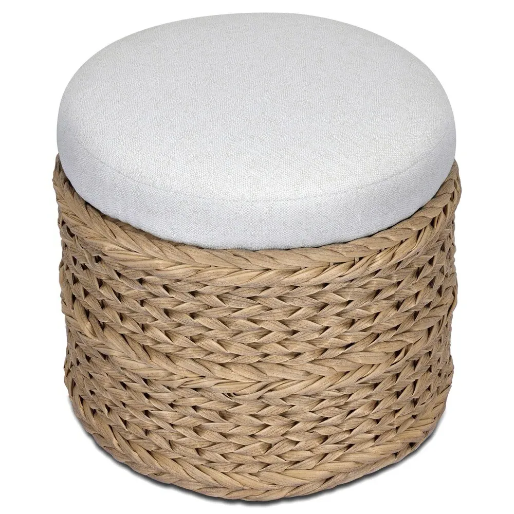 Rowan Alessi Linen Outdoor Ottoman - Brown, Polyethylene