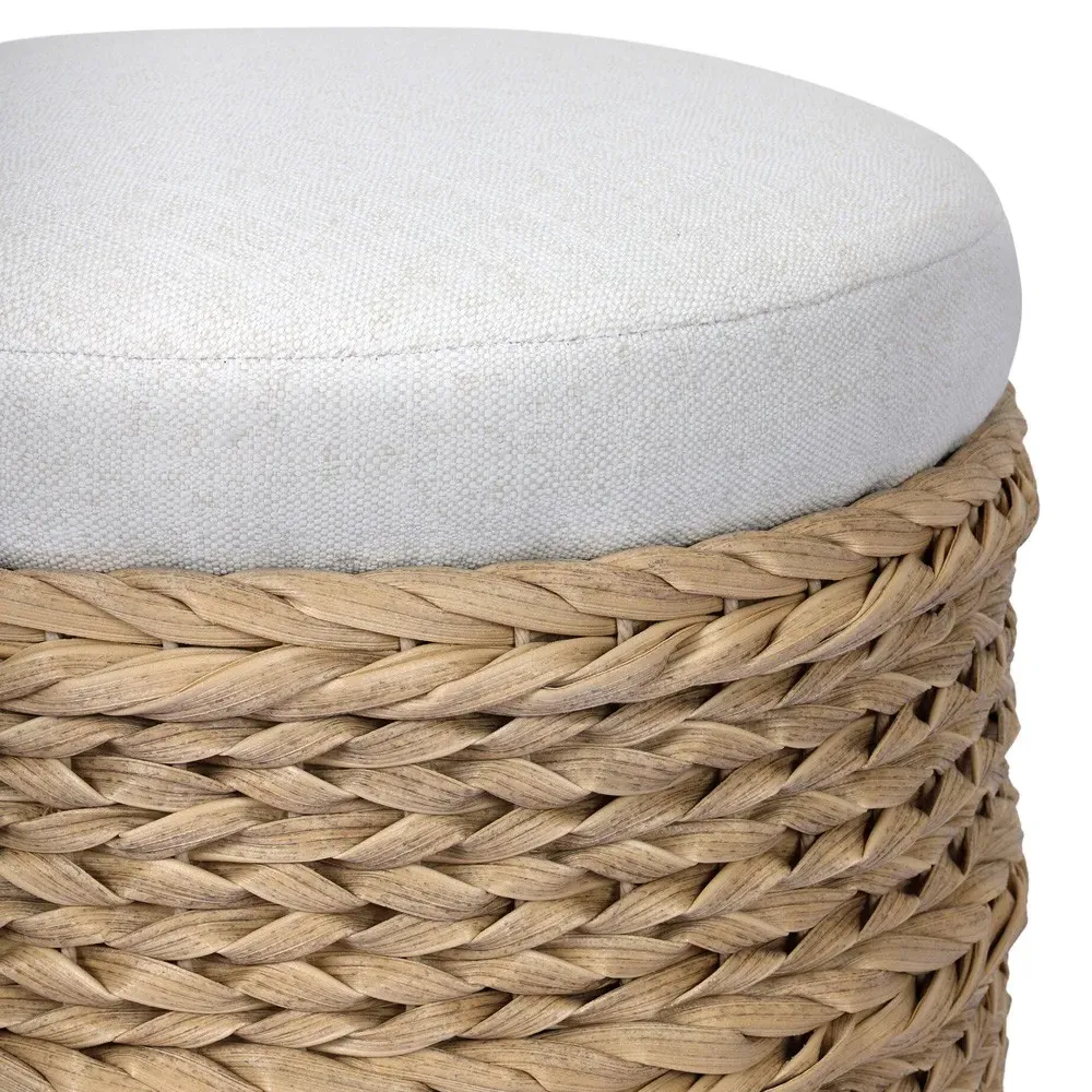 Rowan Alessi Linen Outdoor Ottoman - Brown, Polyethylene