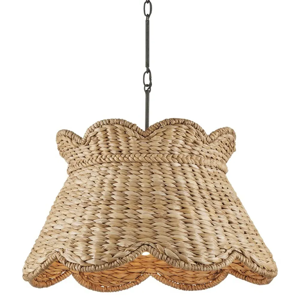 Rowan Large Woven Shade Pendant - Brown, Water Hyacinth