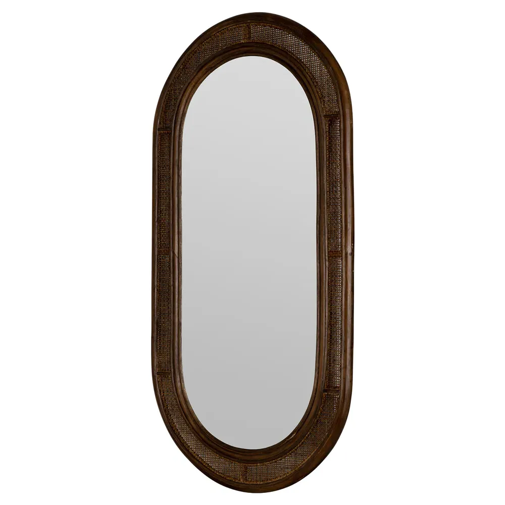 Rowan Oval Wall Mirror - Brown, Rattan