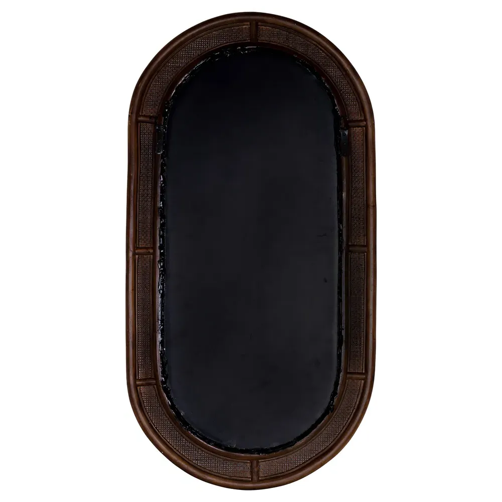 Rowan Oval Wall Mirror - Brown, Rattan