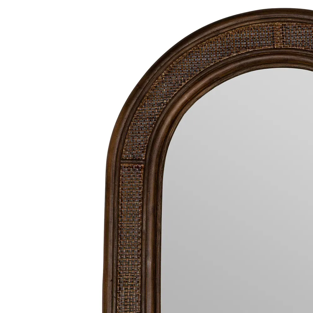 Rowan Oval Wall Mirror - Brown, Rattan