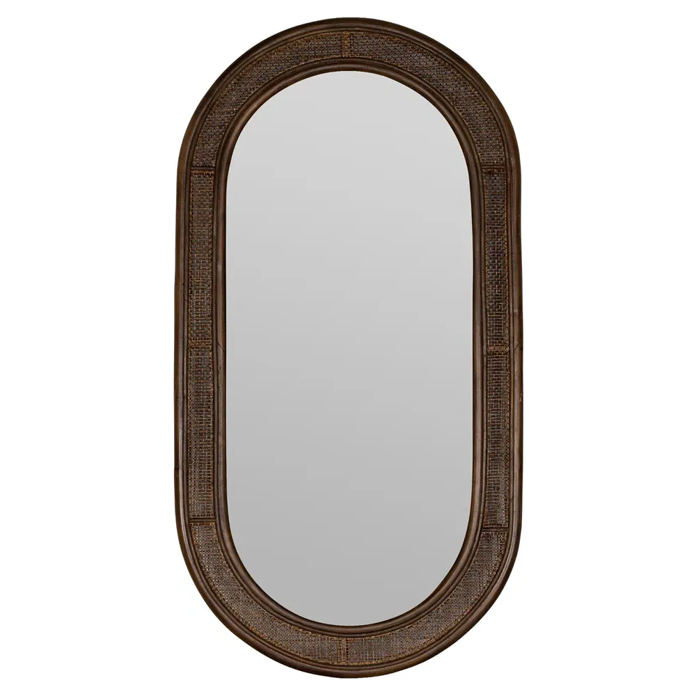 Rowan Oval Wall Mirror - Brown, Rattan image