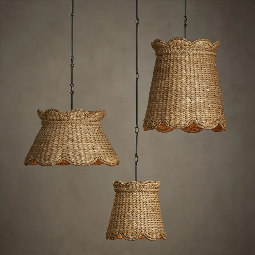 Rowan Small Woven Shade Pendant - Brown, Water Hyacinth
