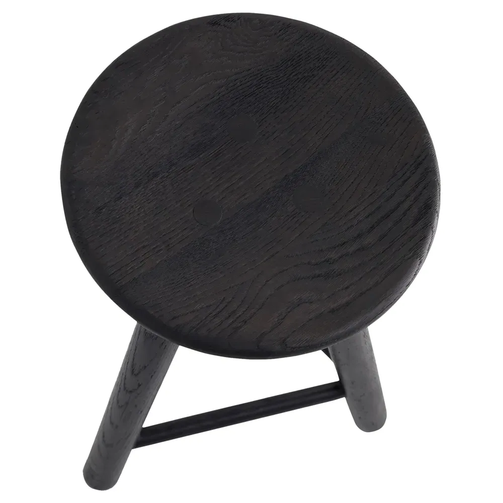 Rowel Backless Counter Stool - Black, Oak Wood
