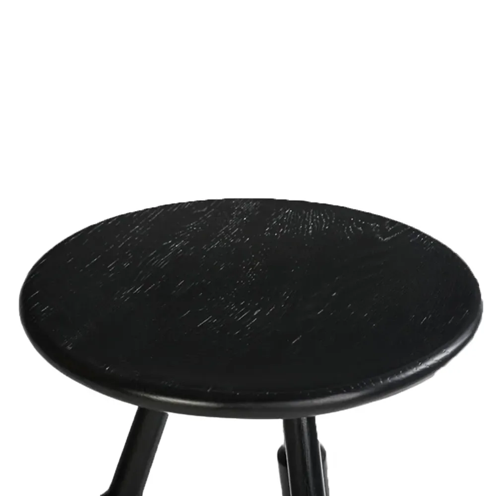 Rowel Backless Counter Stool - Black, Oak Wood
