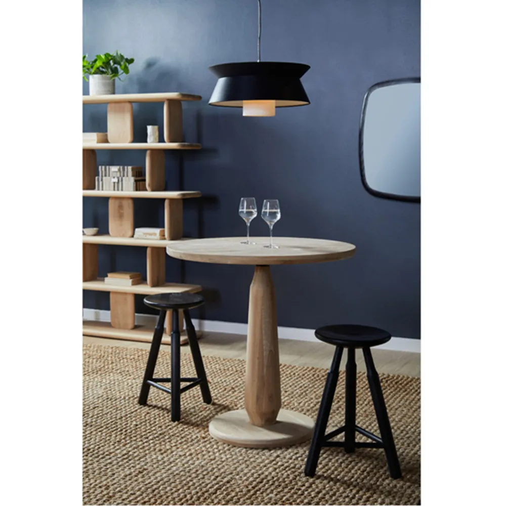 Rowel Backless Counter Stool - Black, Oak Wood