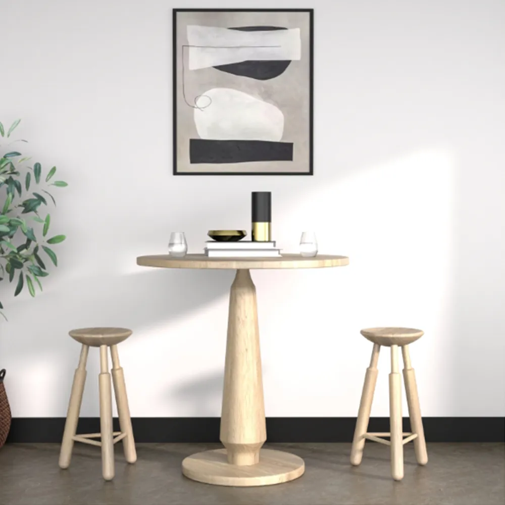 Rowel Backless Counter Stool - Brown, Oak Wood