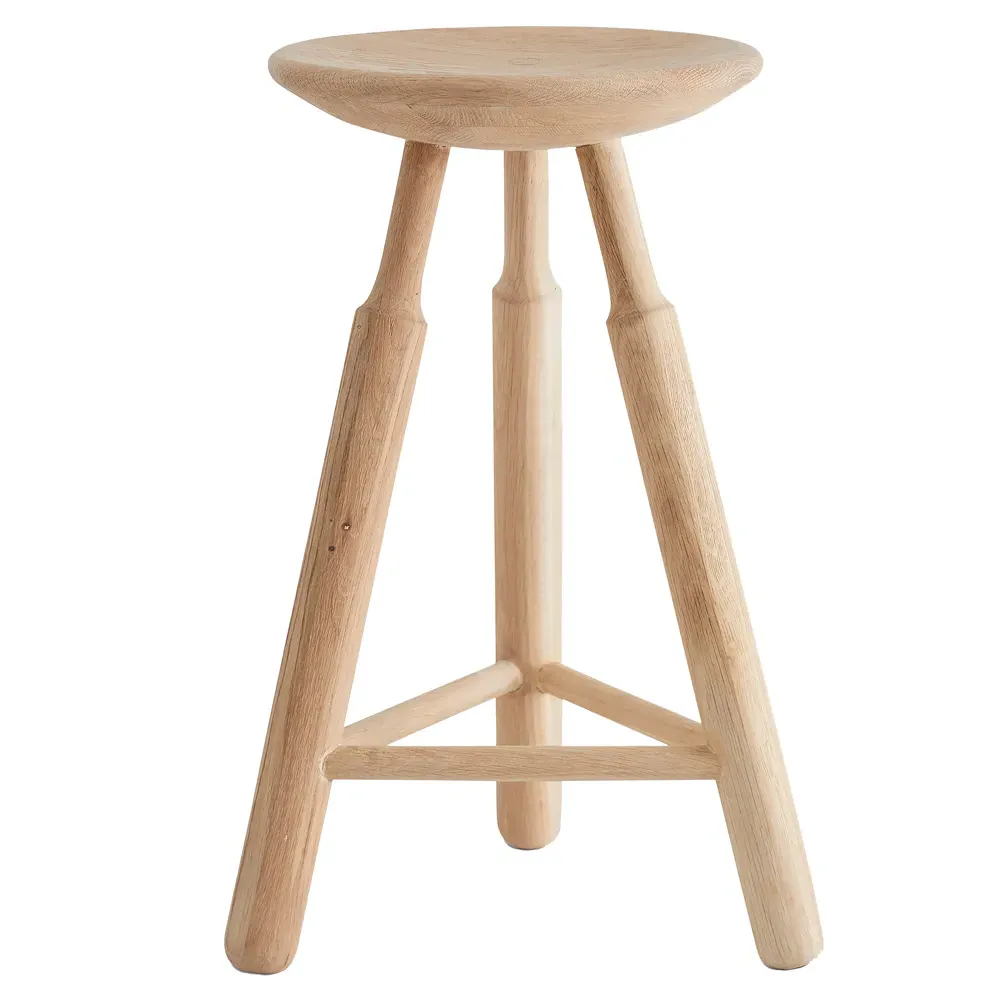 Rowel Backless Counter Stool - Brown, Oak Wood