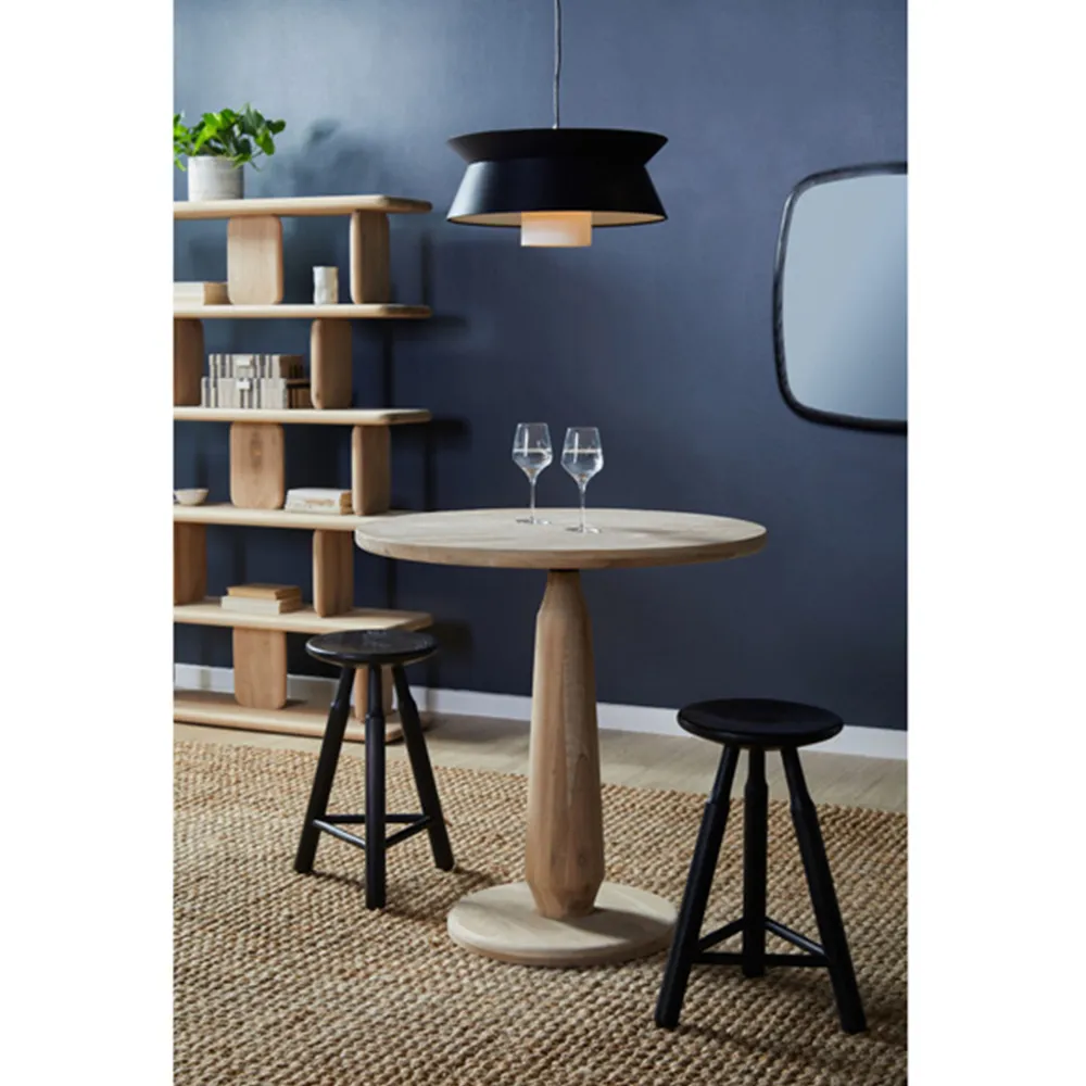 Rowel Round Dining Counter Table - Brown, Oak Wood