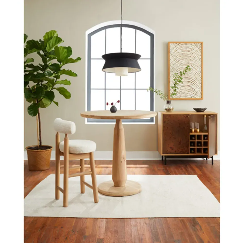 Rowel Round Dining Counter Table - Brown, Oak Wood