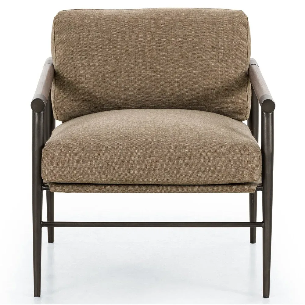 Rowen Mid Century Alcala Occasional Arm Chair - Fawn, Steel