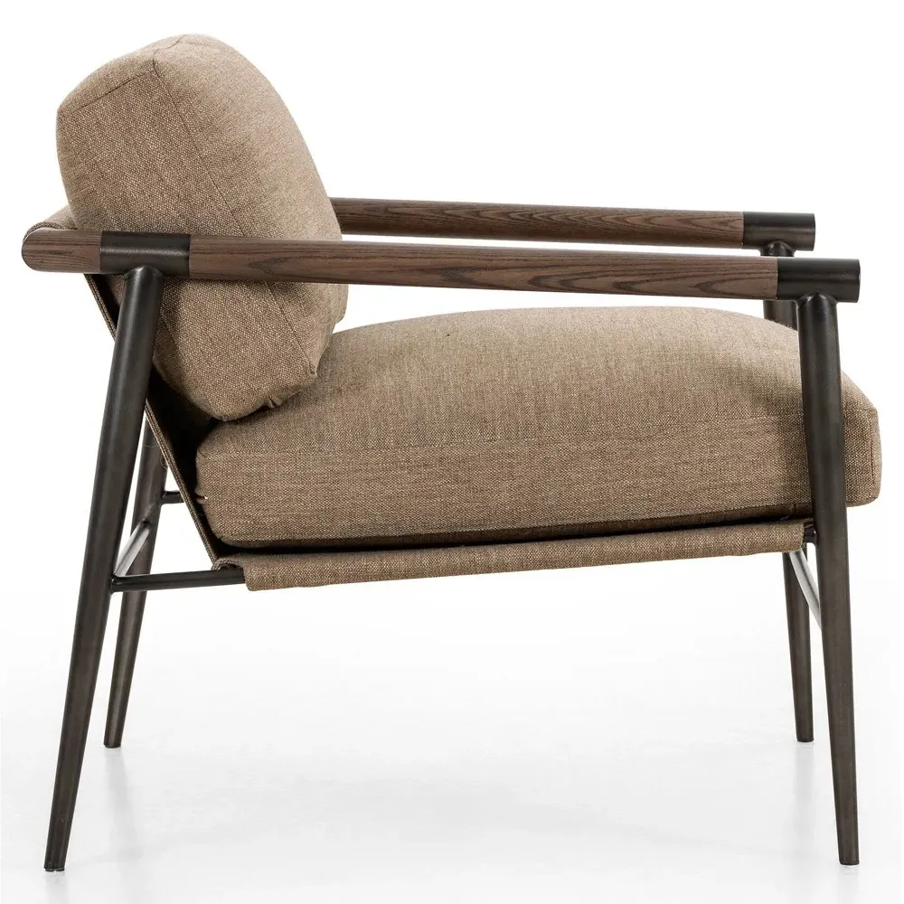 Rowen Mid Century Alcala Occasional Arm Chair - Fawn, Steel