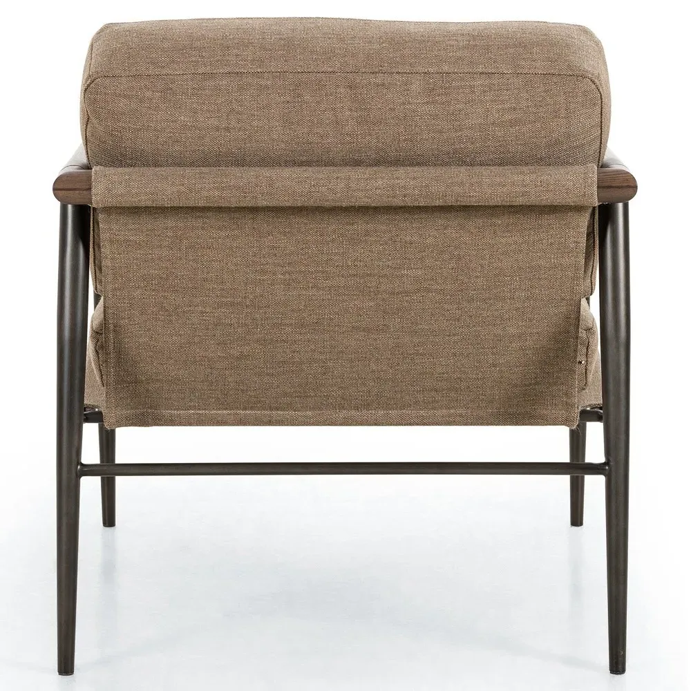 Rowen Mid Century Alcala Occasional Arm Chair - Fawn, Steel