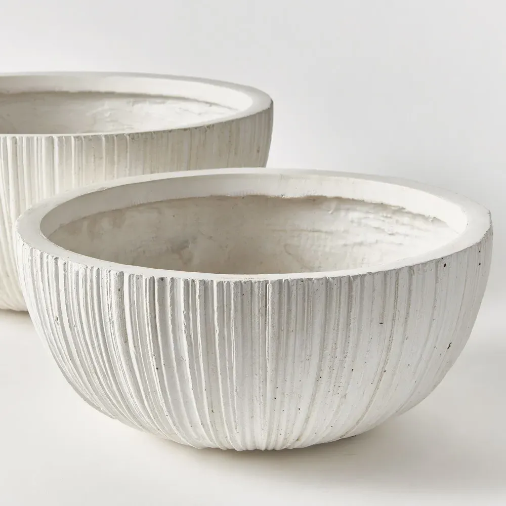 Rowena Bowl Outdoor Pot Planter Set of 2 - White