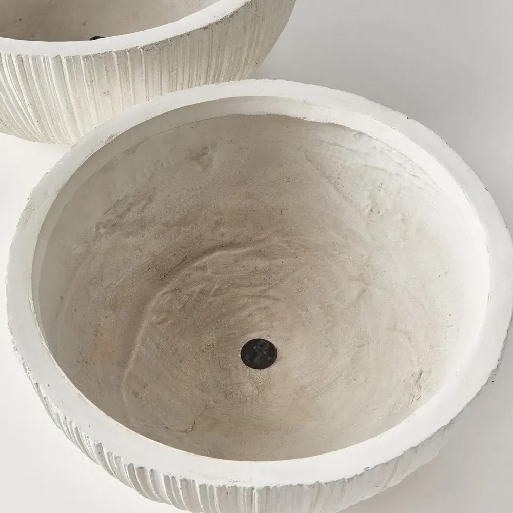 Rowena Bowl Outdoor Pot Planter Set of 2 - White