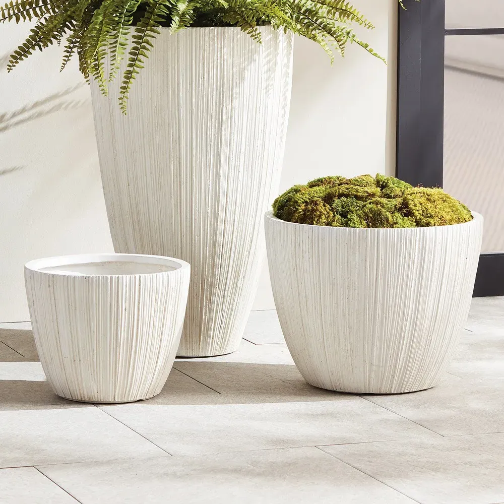 Rowena Tapered Outdoor Pot Planter Set of 2 - White