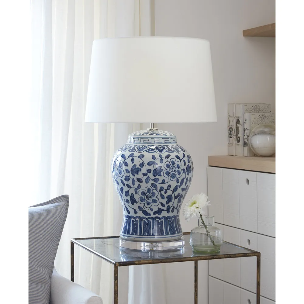 Royal French Bedside Table Lamp - Blue, Ceramic