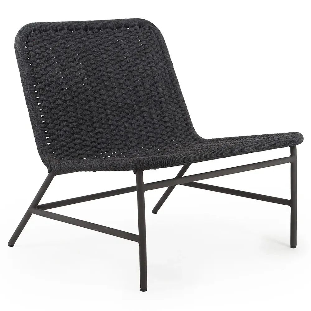 Ruben Outdoor Lounge Side Chair - Dark Grey, Rope