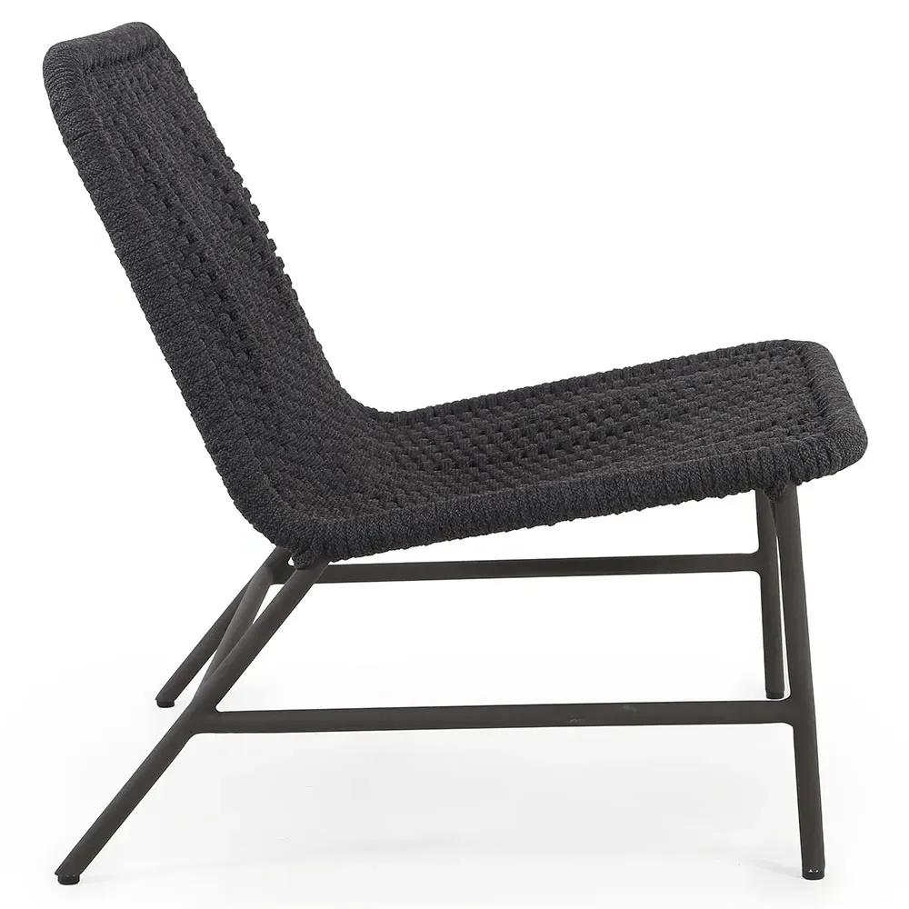 Ruben Outdoor Lounge Side Chair - Dark Grey, Rope