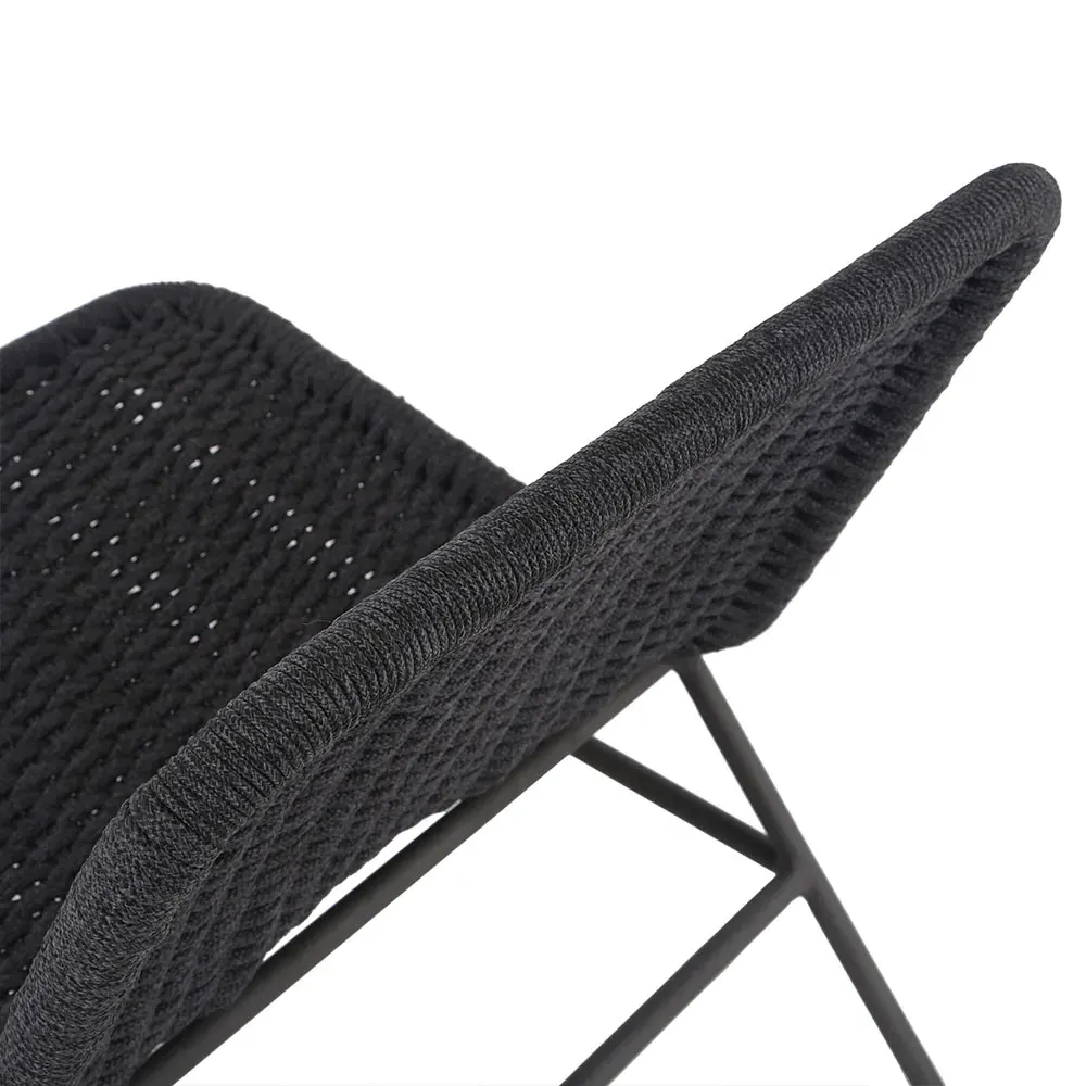 Ruben Outdoor Lounge Side Chair - Dark Grey, Rope