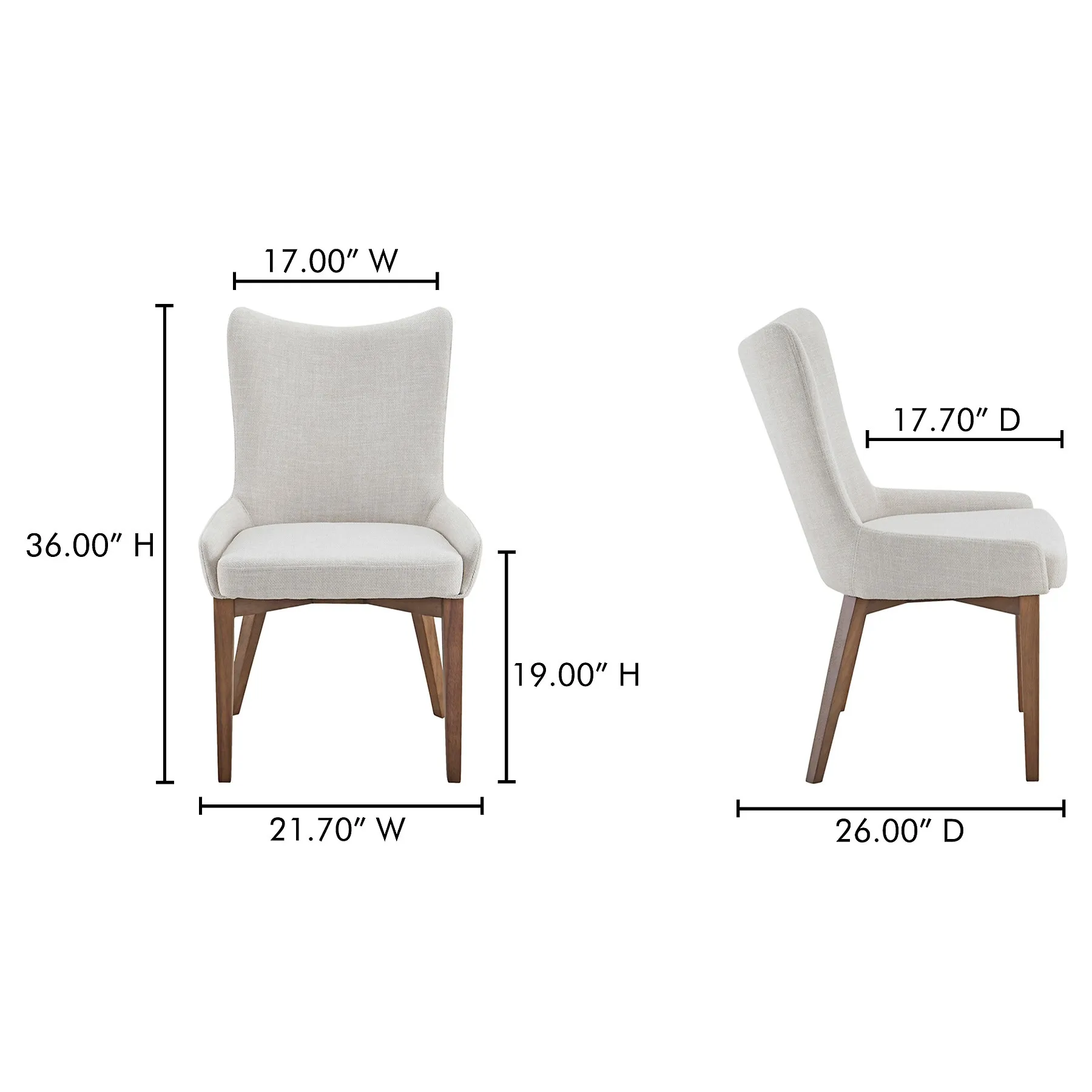 Rubeus Dining Side Chair - Heather Beige, Performance Fabric