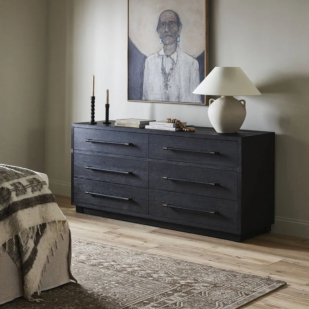 Rubielle Double Dresser - Black, Ash Wood