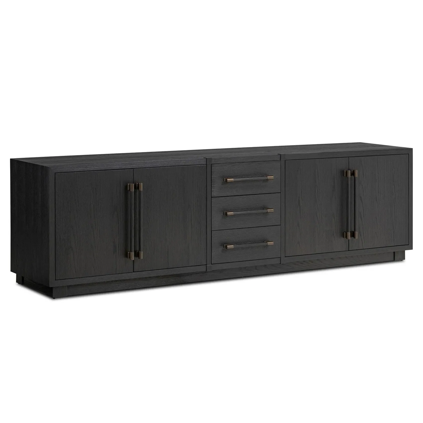 Rubielle Media Console - Black, Ash Wood