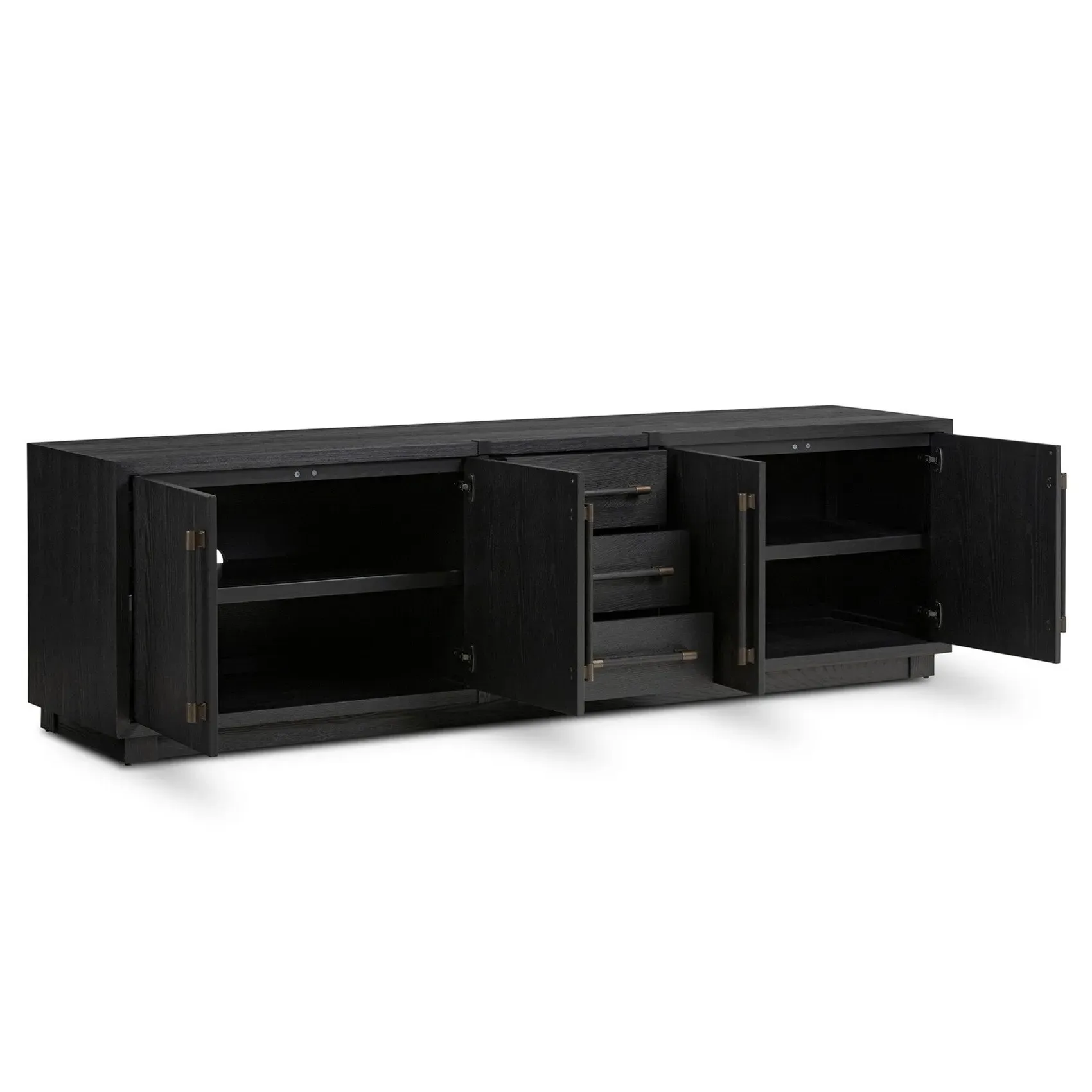 Rubielle Media Console - Black, Ash Wood
