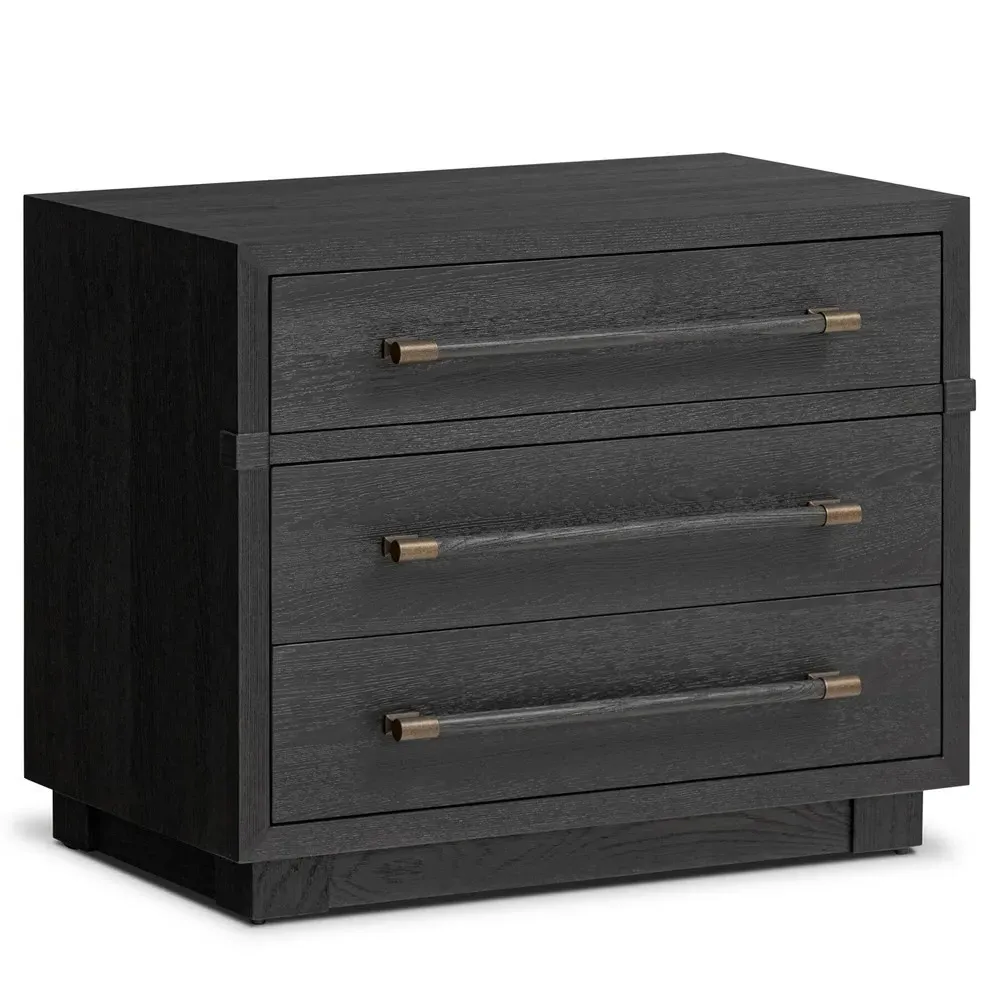 Rubielle Wide Nightstand - Black, Ash Wood