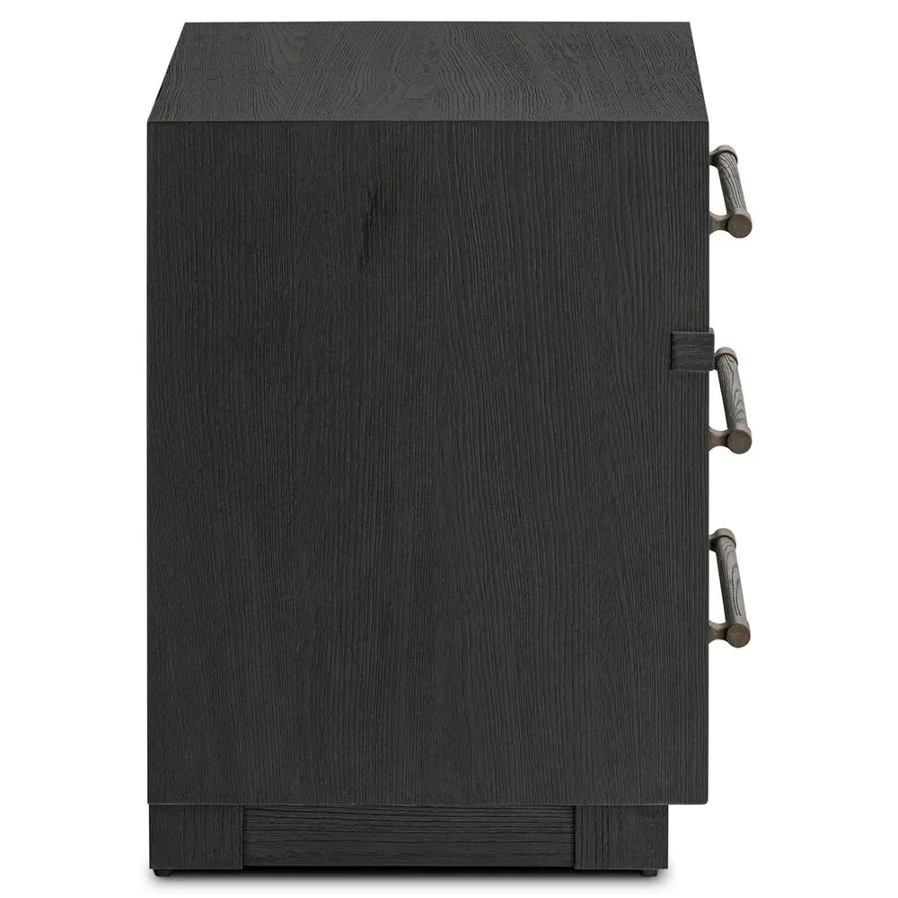 Rubielle Wide Nightstand - Black, Ash Wood