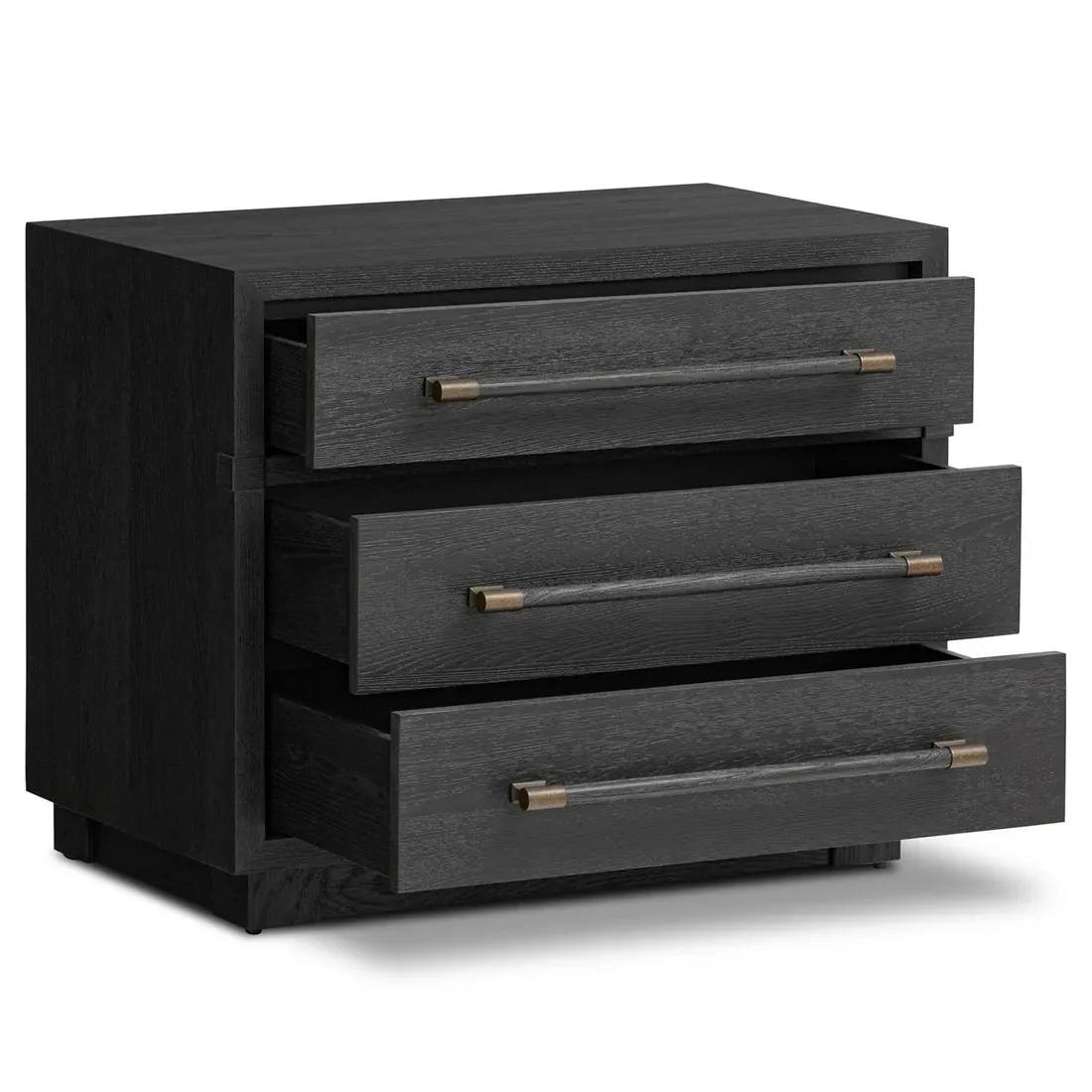 Rubielle Wide Nightstand - Black, Ash Wood