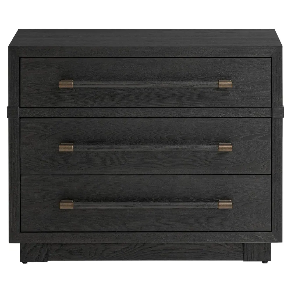 Rubielle Wide Nightstand - Black, Ash Wood image